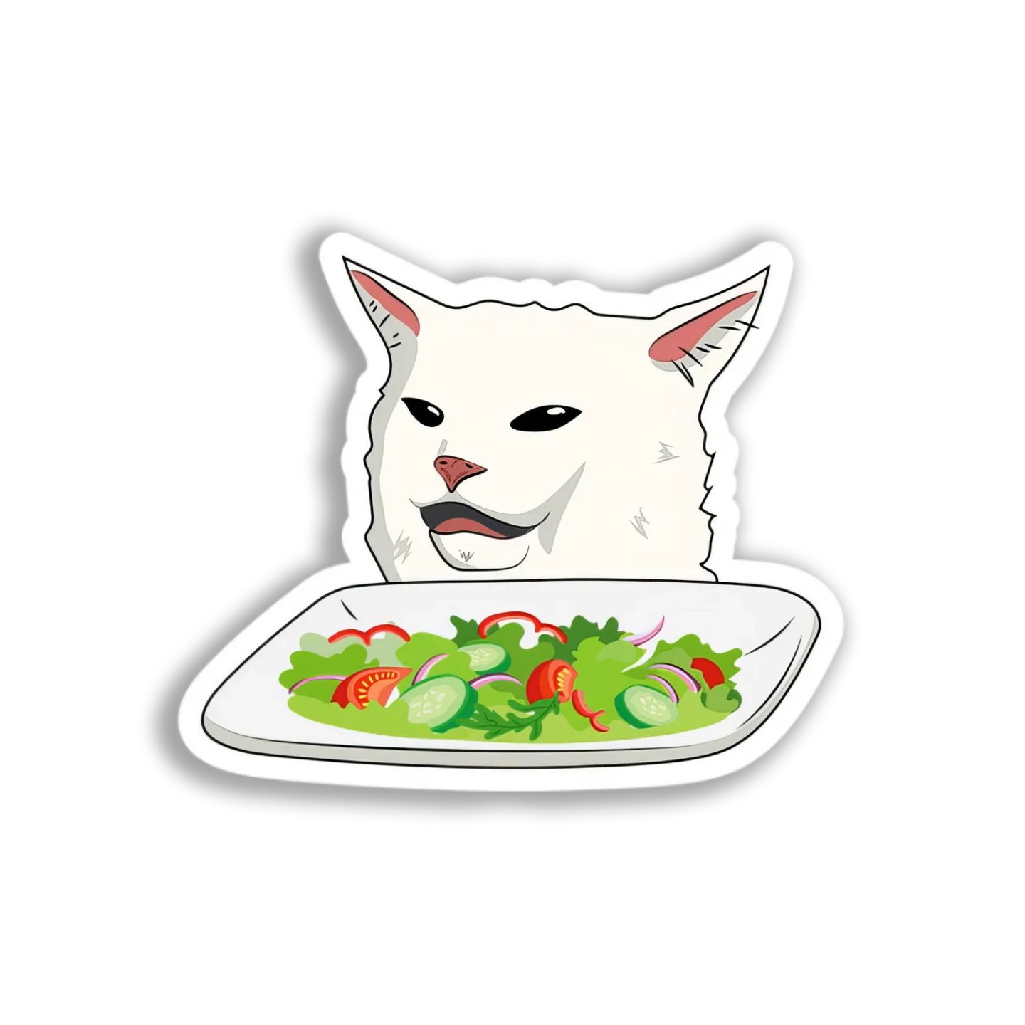 Smug Cat Salad Sticker