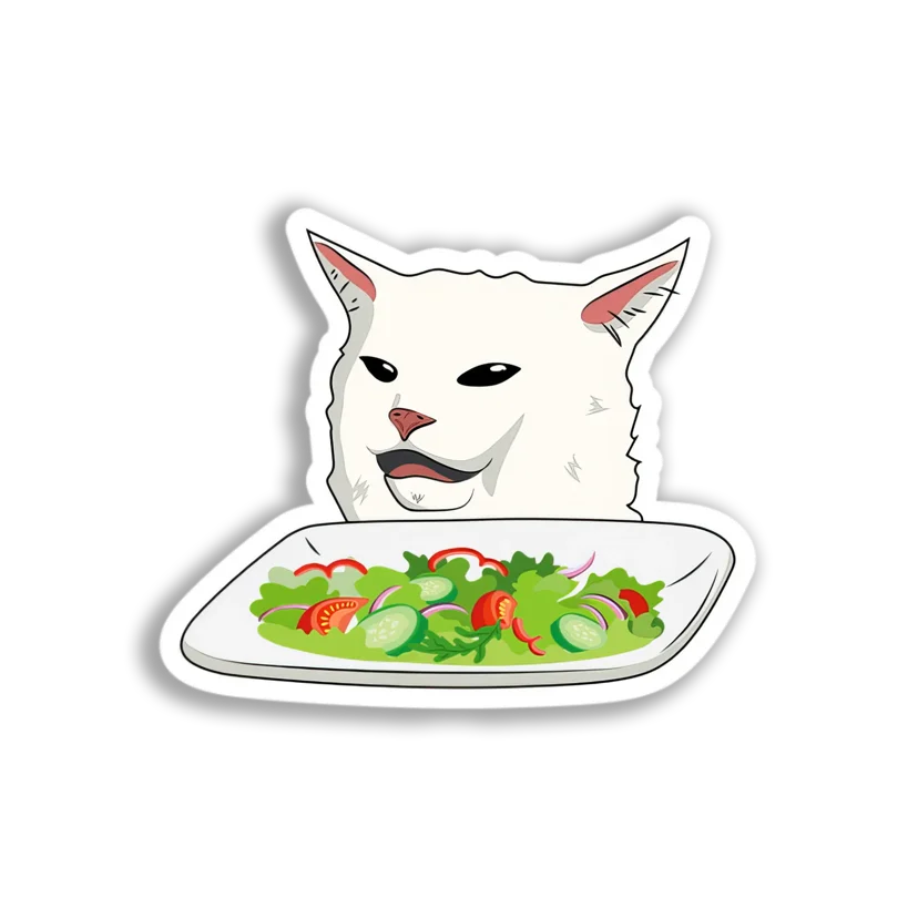 Smug Cat Salad Sticker