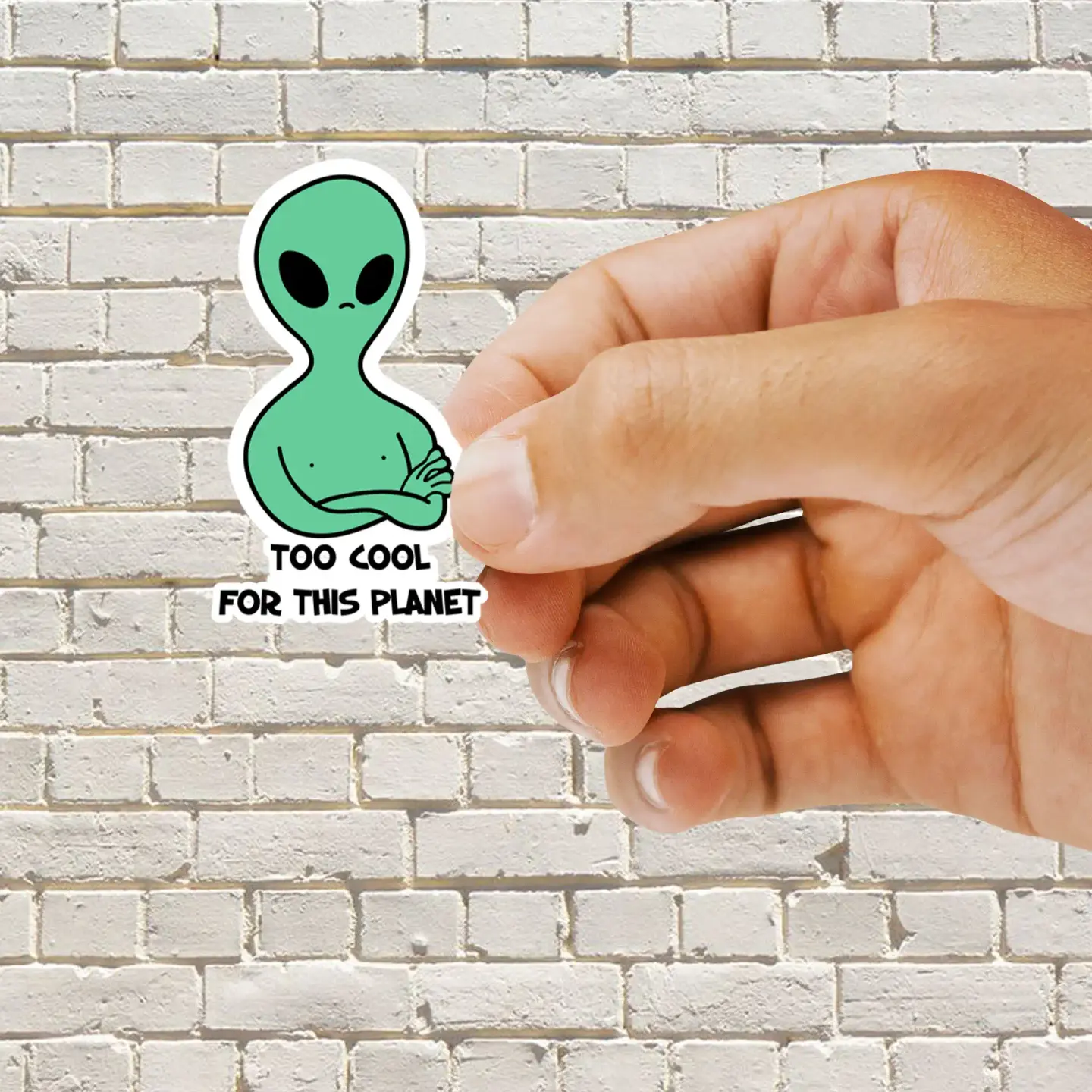 Alien Too Cool for this Planet Sticker