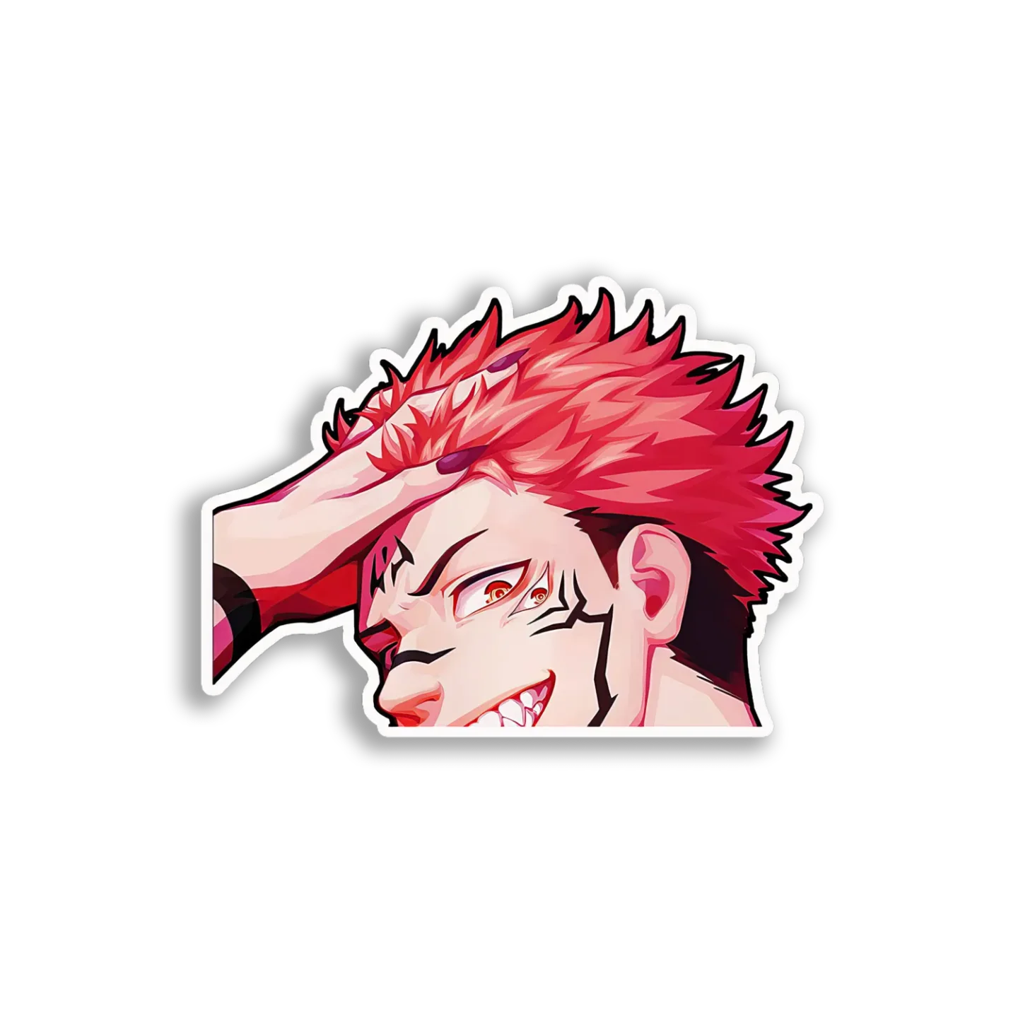Crimson-Haired Anime Man Sticker