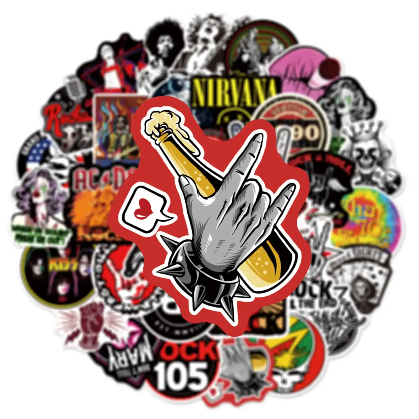 Rock Band Pop Cartoon Graffiti Stickers Pack of 50