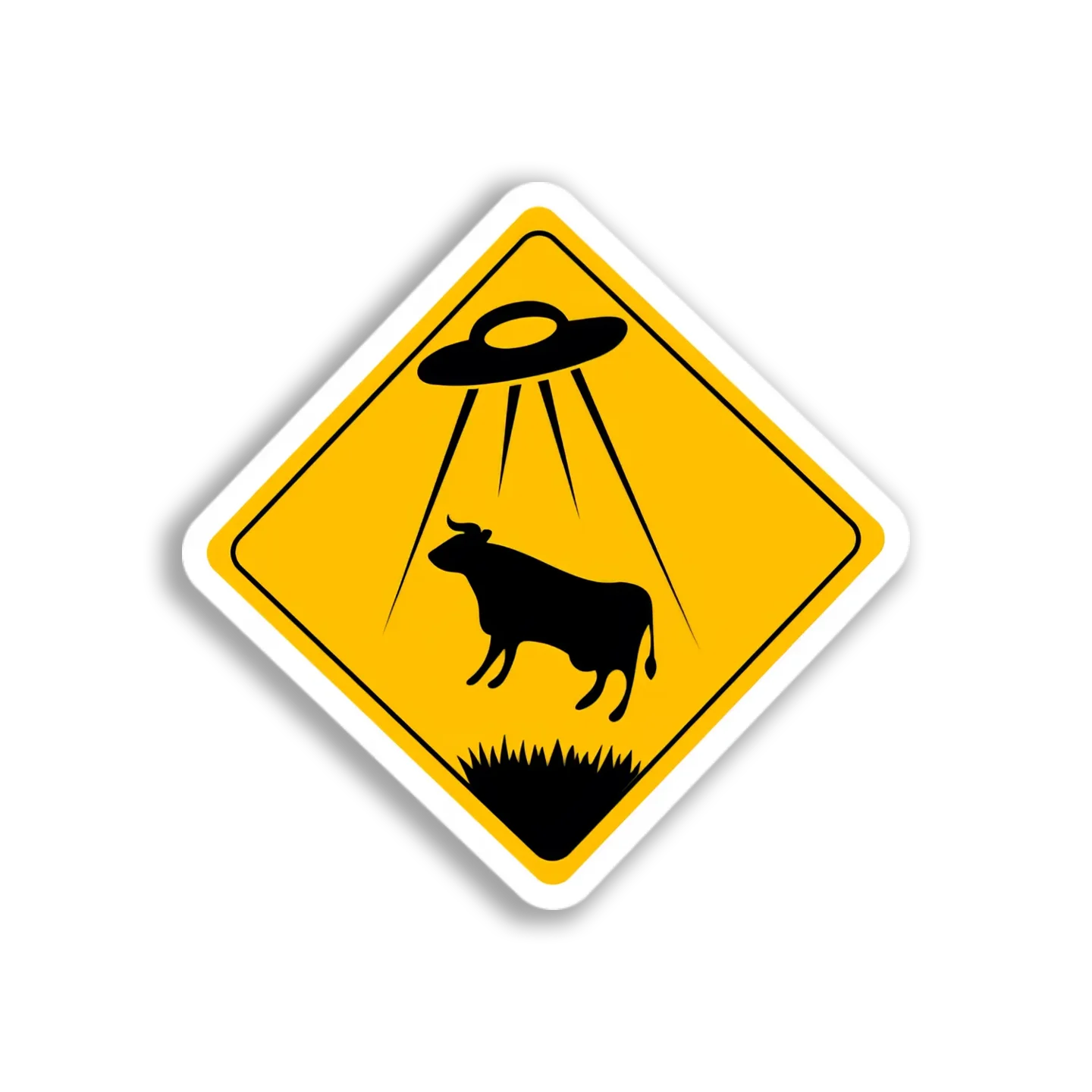UFO Abducting Cow Sticker
