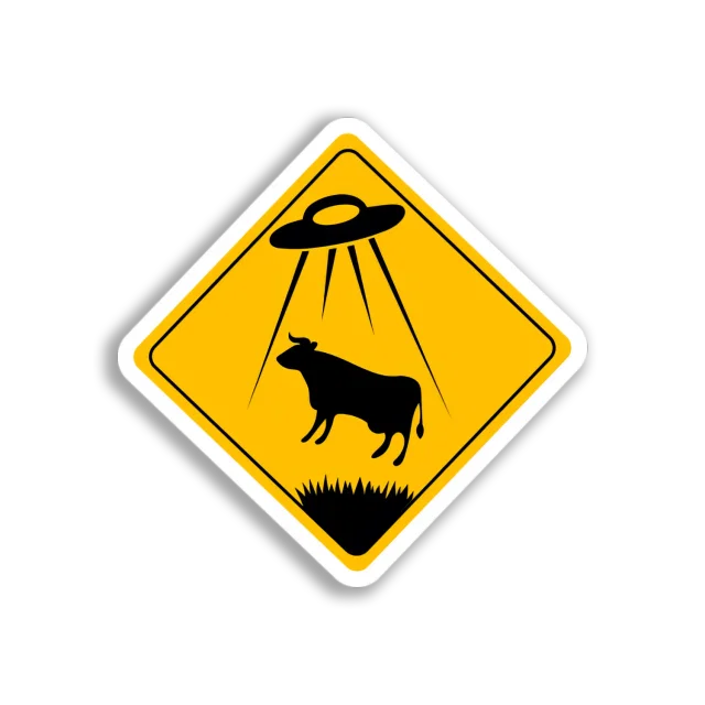 UFO Abducting Cow Sticker