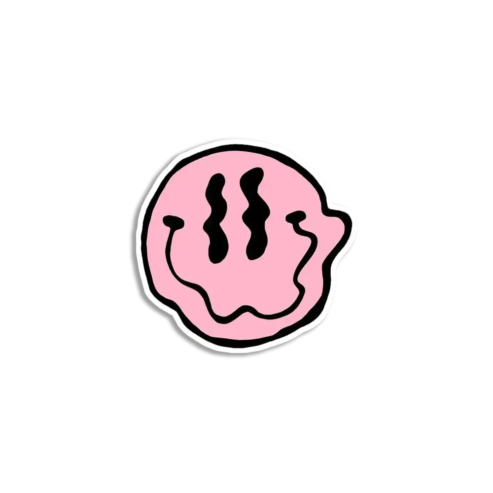 Pink Smiley Trippy Sticker