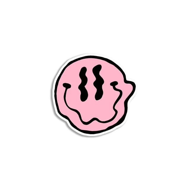 Pink Smiley Trippy Sticker