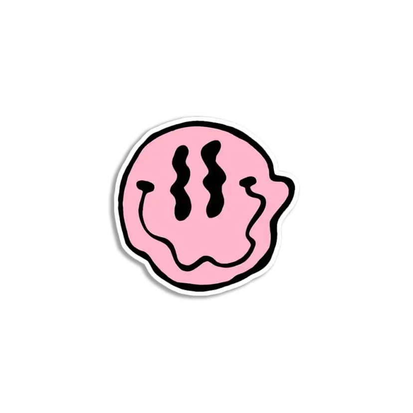 Pink Smiley Trippy Sticker