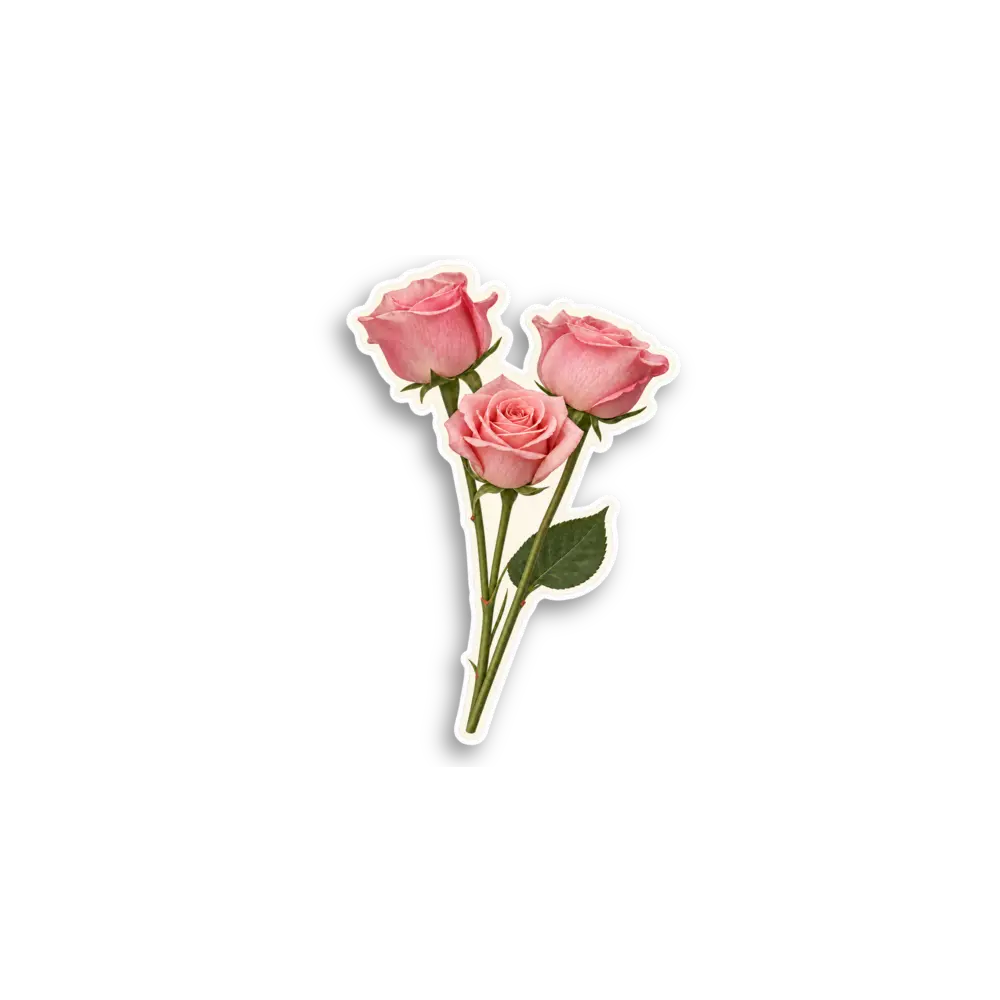 Pink Rose Stems Sticker
