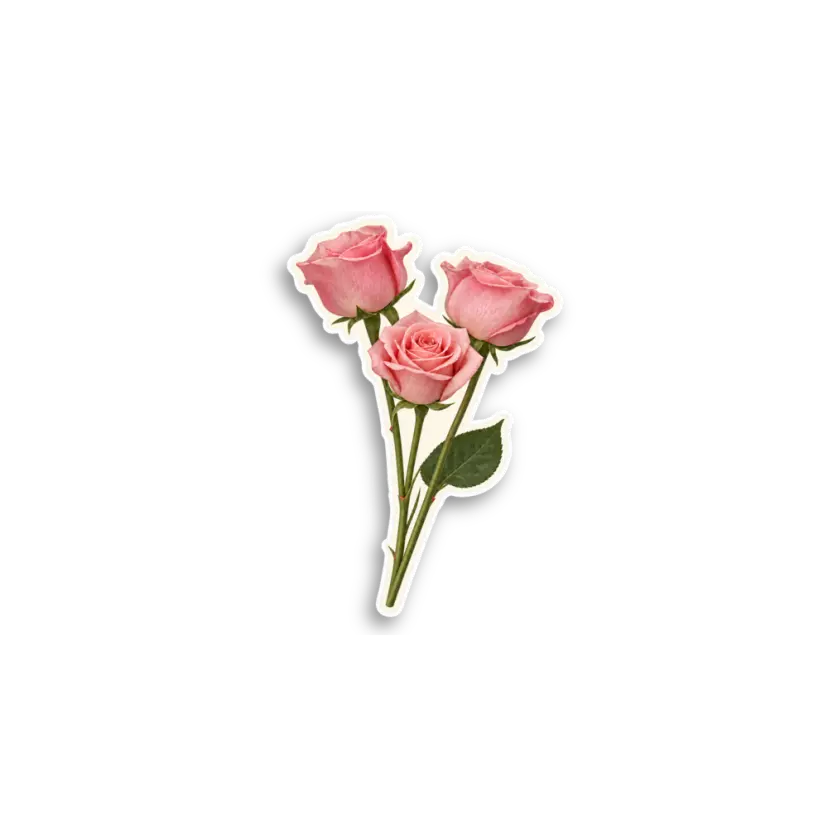 Pink Rose Stems Sticker