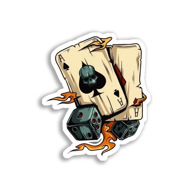 Aces and Dice on Fire Sticker