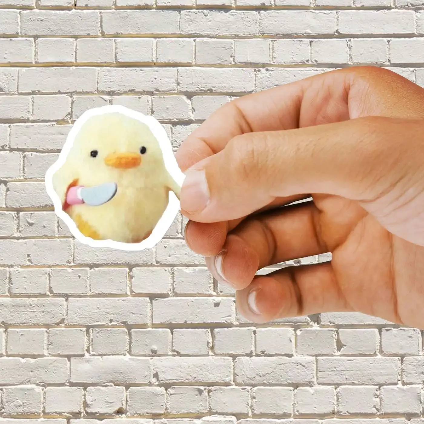 Chicken with a knife meme Sticker