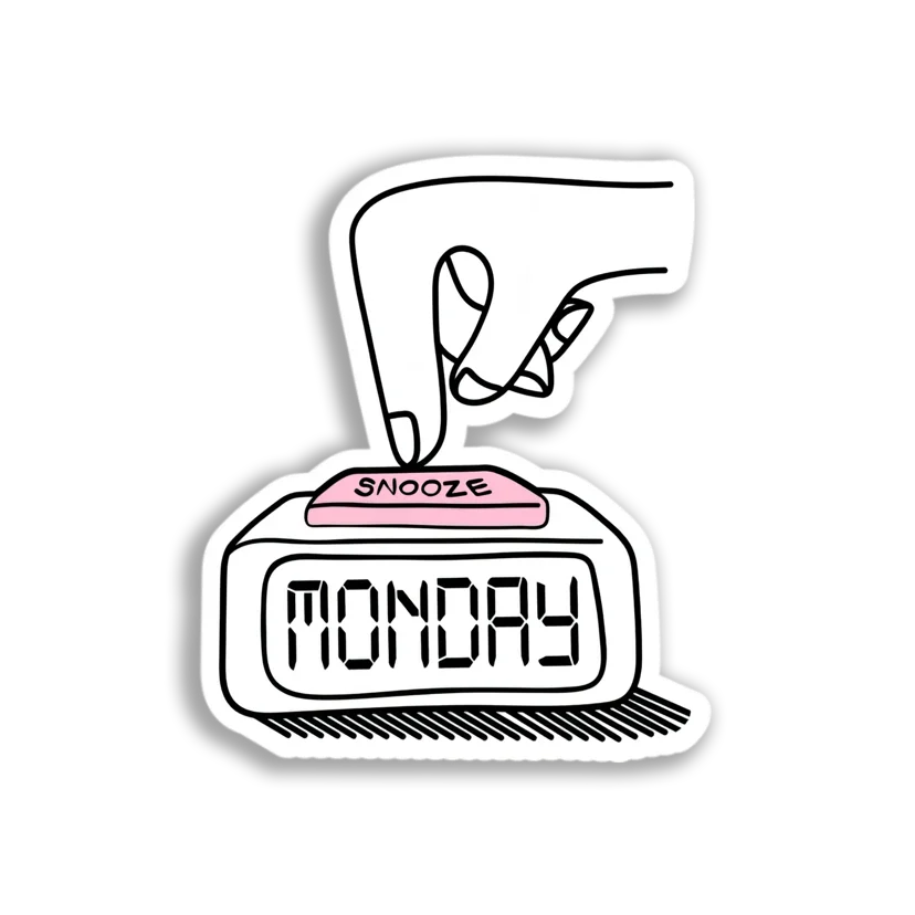 Snoozing Monday Alarm Sticker