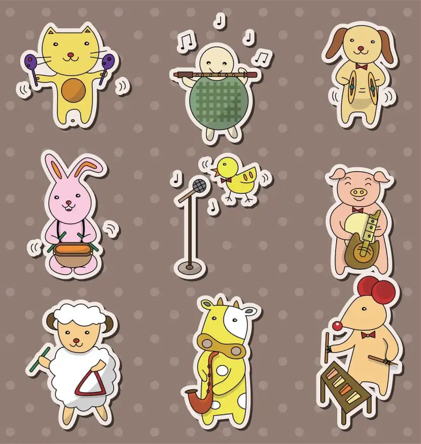 Animal Music Stickers