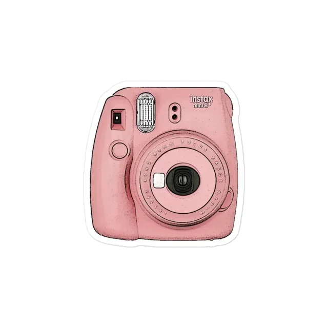 Pink Polaroid Camera Aesthetic Sticker