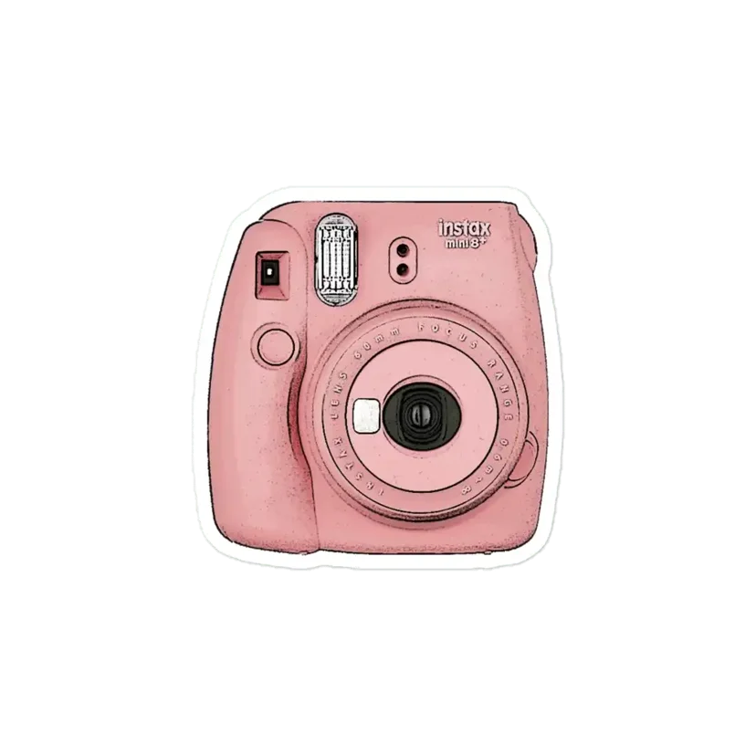 Pink Polaroid Camera Aesthetic Sticker
