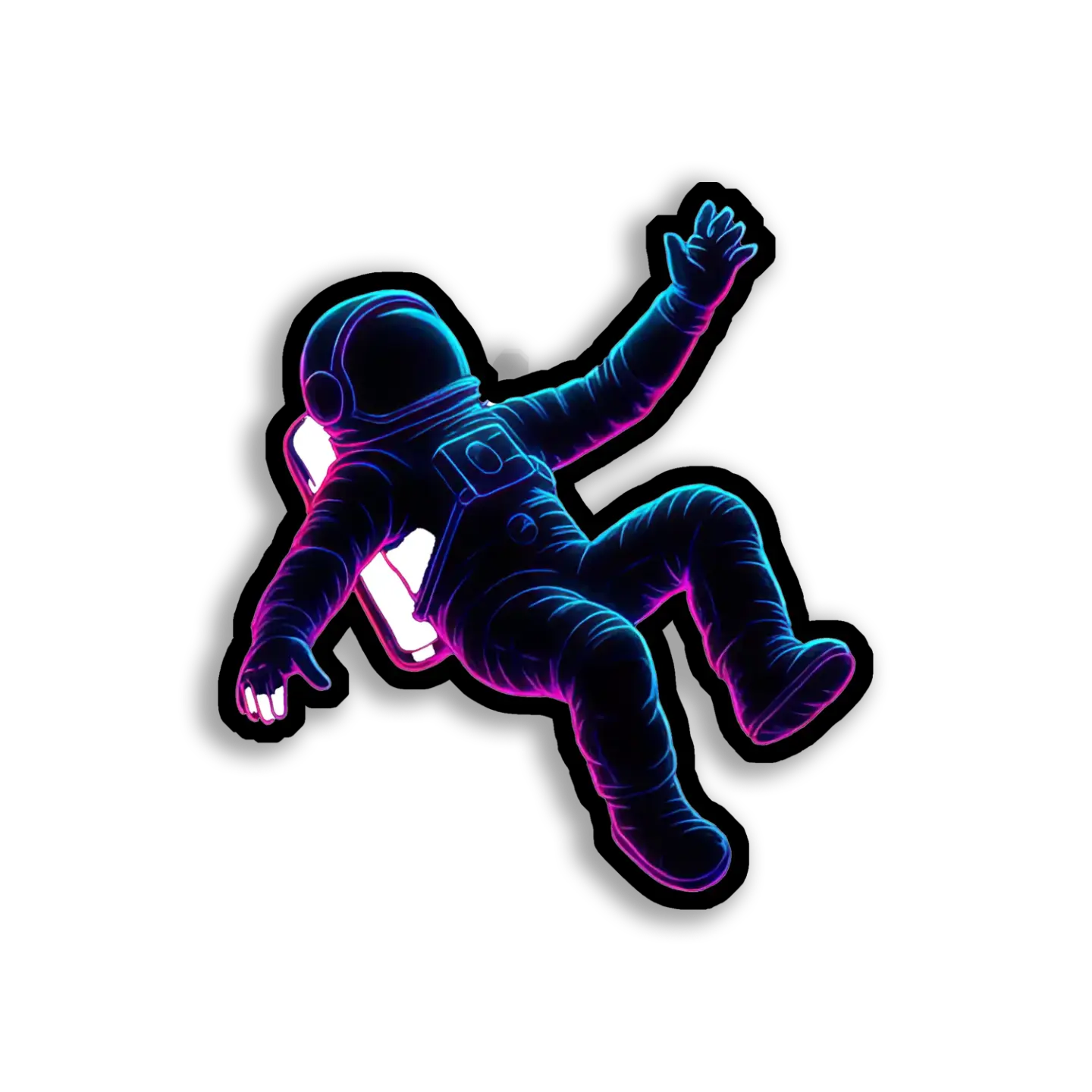 Neon Astronaut Floating in Space Sticker