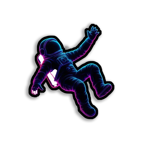 Neon Astronaut Floating in Space Sticker