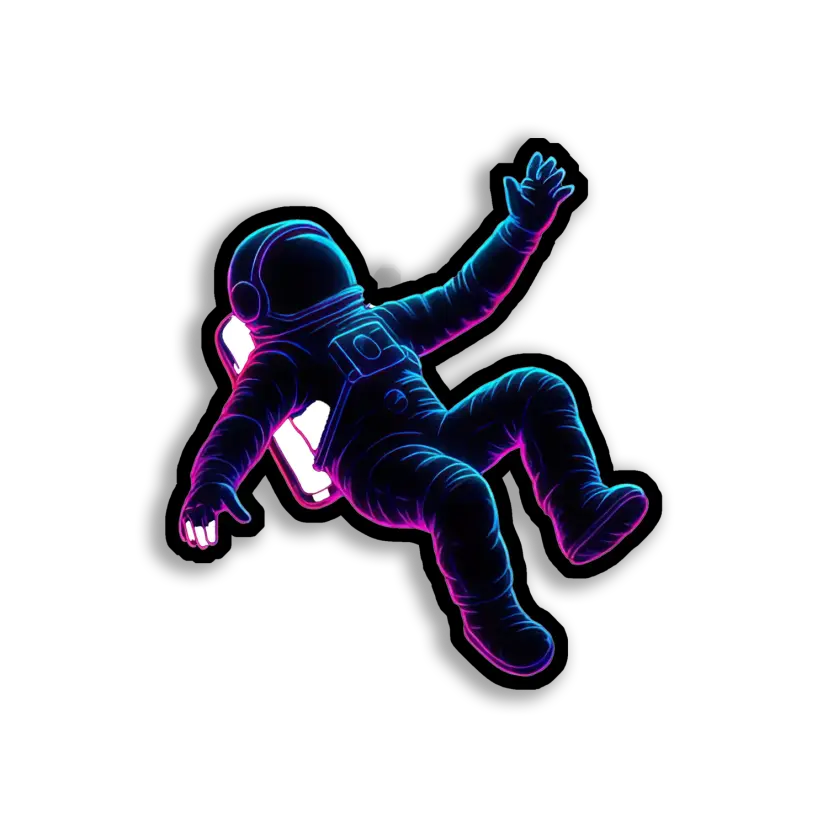 Neon Astronaut Floating in Space Sticker
