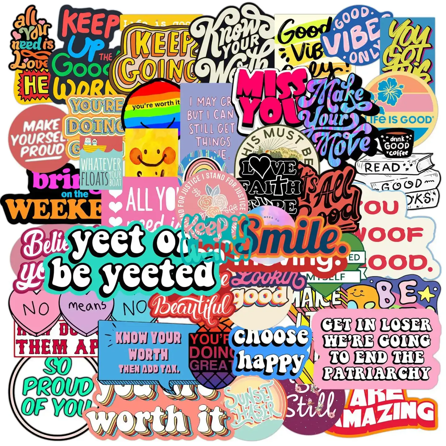 Motivational Phrases Sticker Quotes Pack of 50