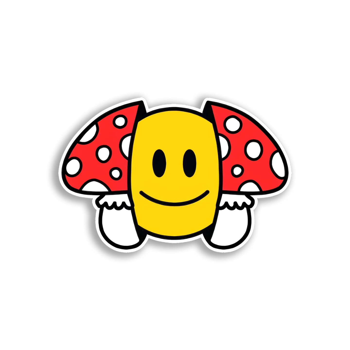 Smiley Face With Mushroom Wings Sticker