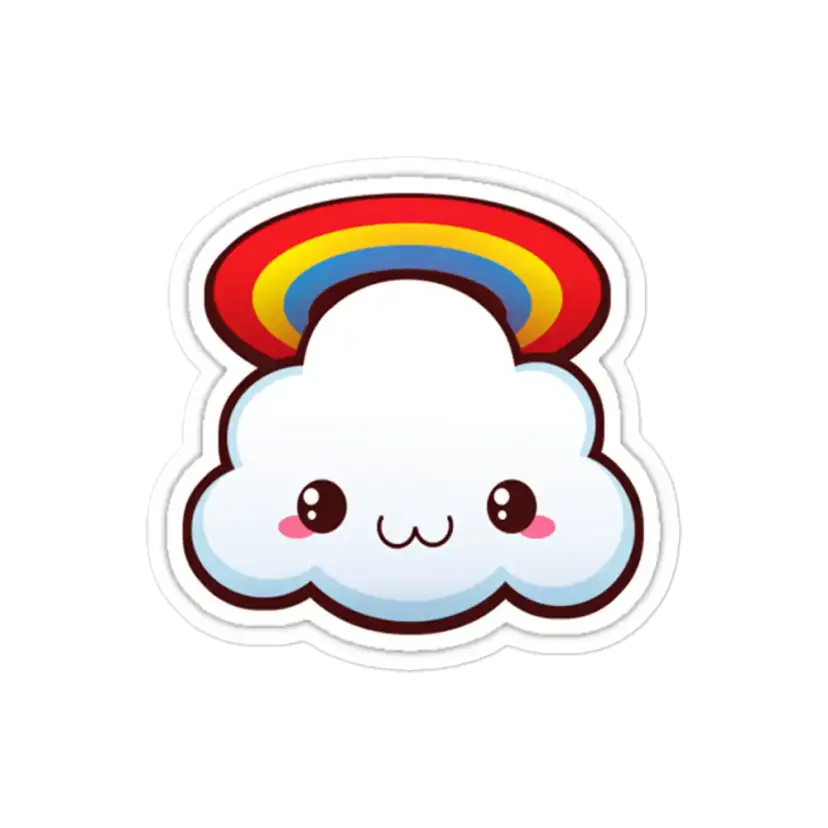 Kawaii Cloud with Rainbow Sticker