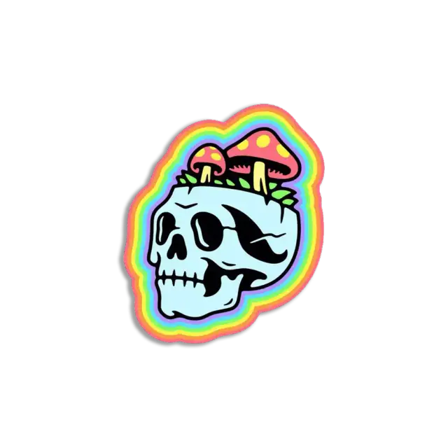 Trippy Rainbow Skull Sticker