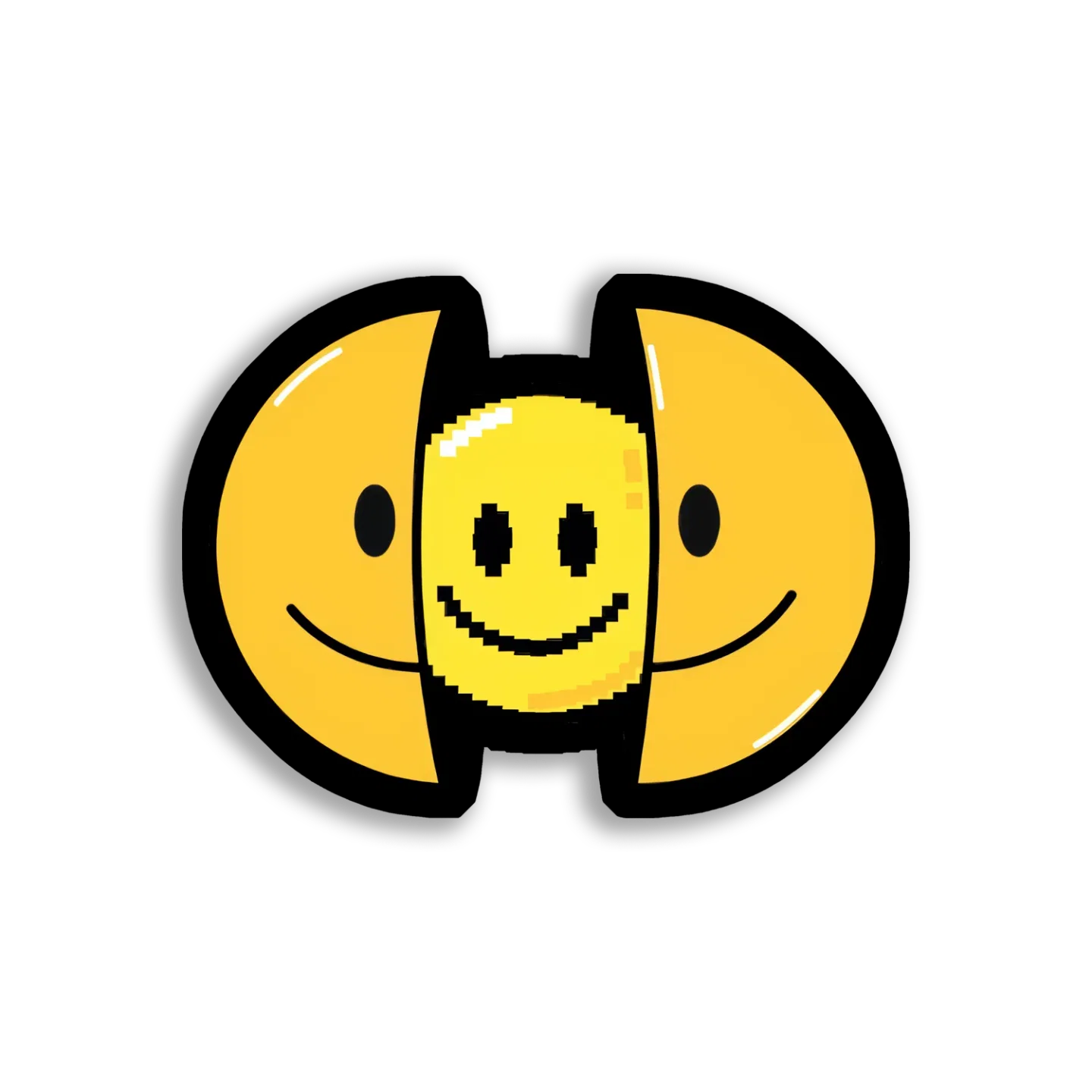 Pixelated Smiley Face Reveal Sticker