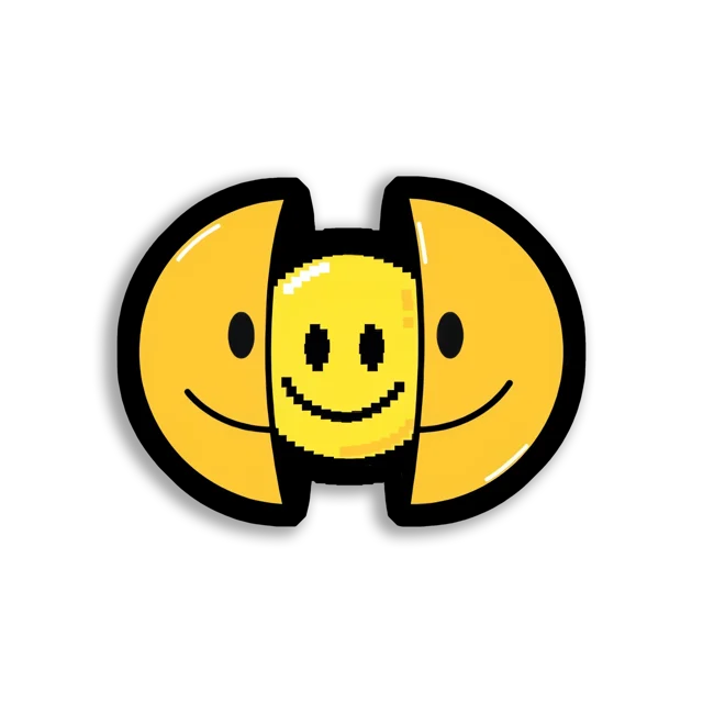Pixelated Smiley Face Reveal Sticker