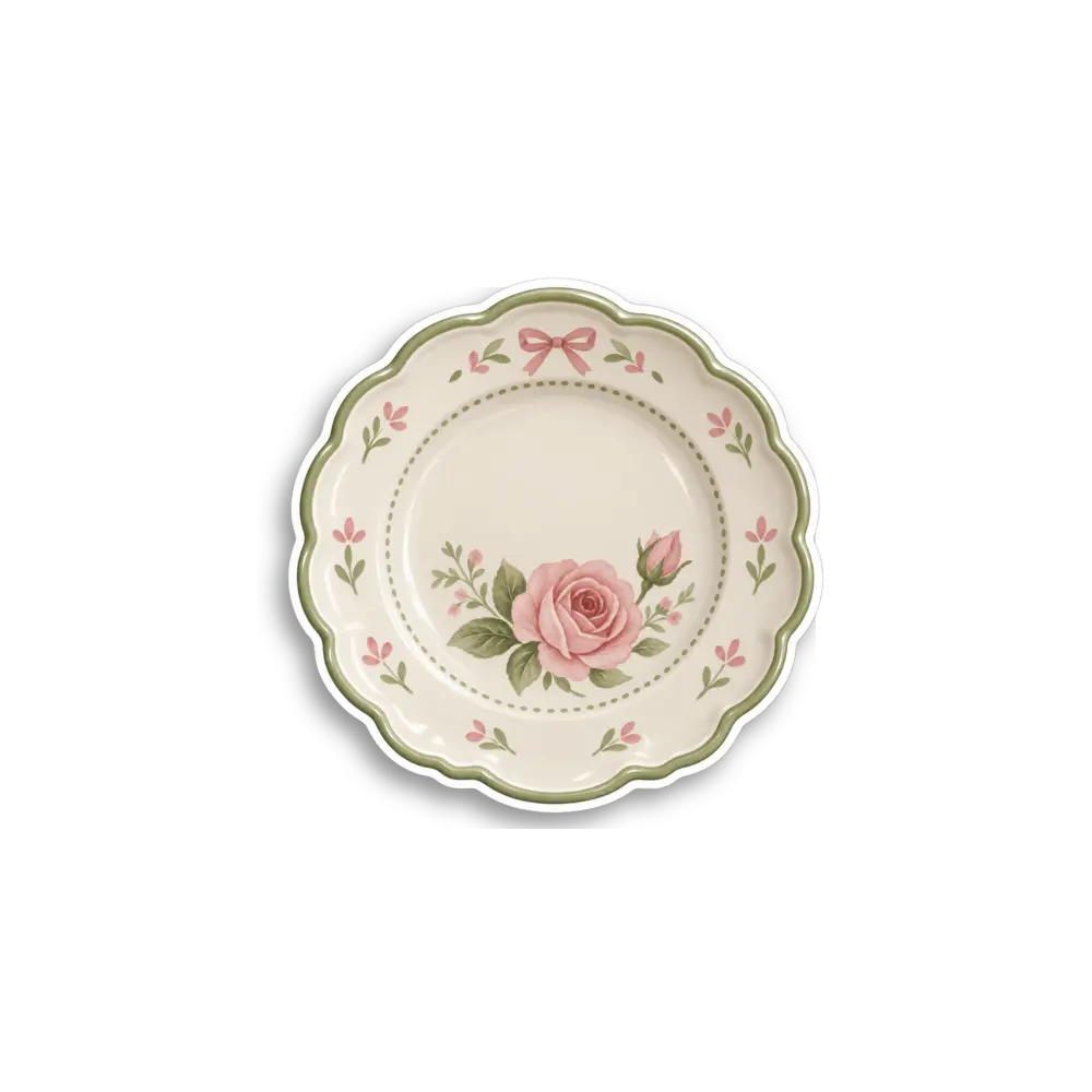 Rose Floral Plate Sticker