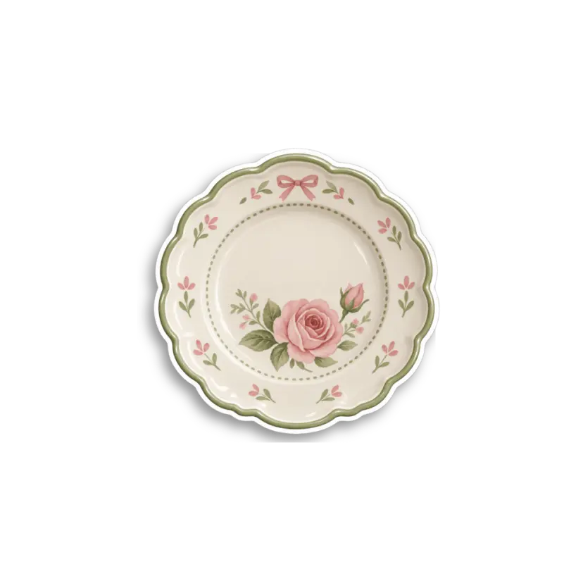 Rose Floral Plate Sticker