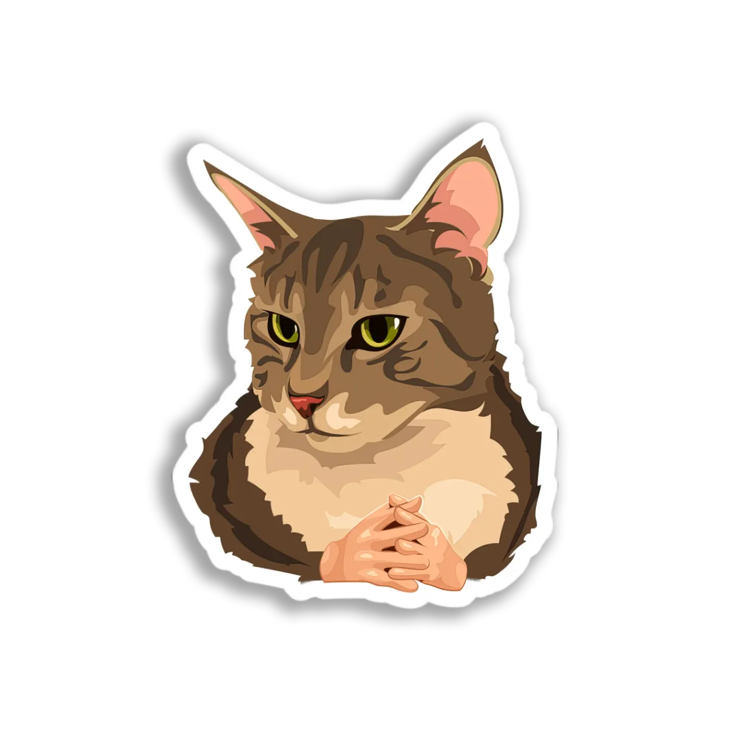 Smug Cat Hands Meme Sticker