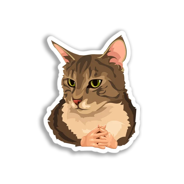 Smug Cat Hands Meme Sticker