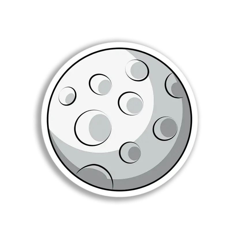 Cartoon Cratered Moon Sticker