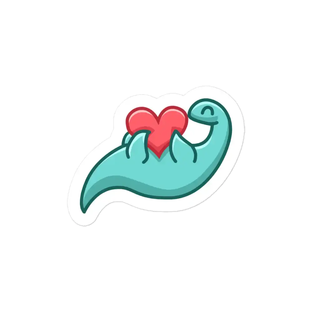 Cute Dino with Love Heart Sticker