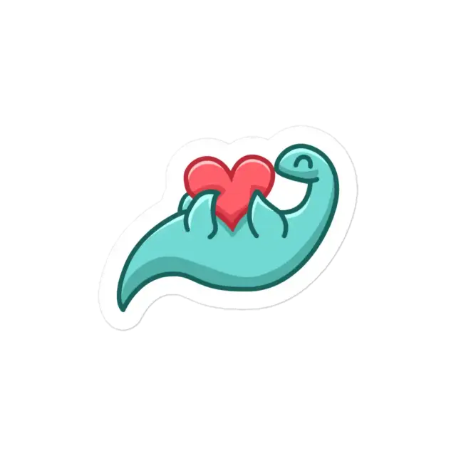 Cute Dino with Love Heart Sticker