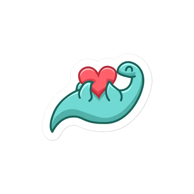 Cute Dino with Love Heart Sticker
