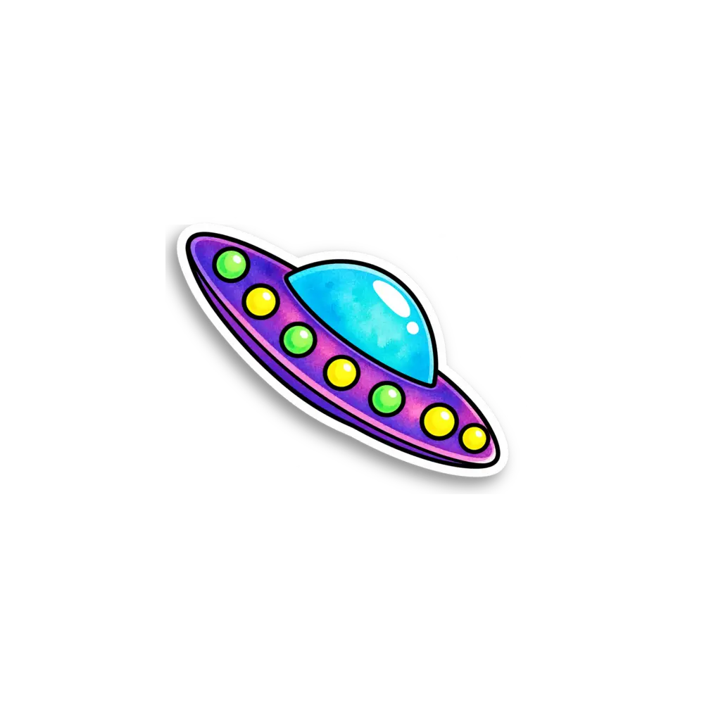 Colorful UFO Sticker