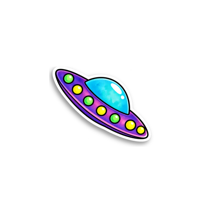 Colorful UFO Sticker