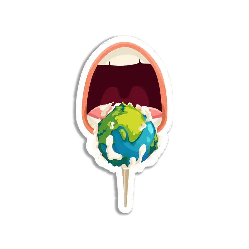 Mouth and Planet Sticker