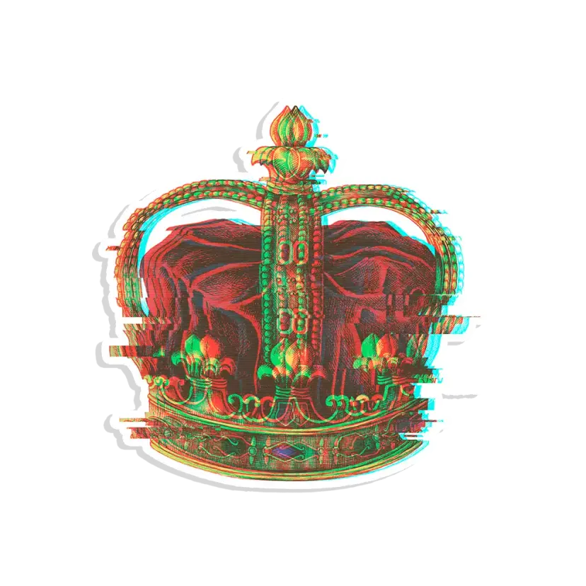 Trippy Glitch Crown Sticker