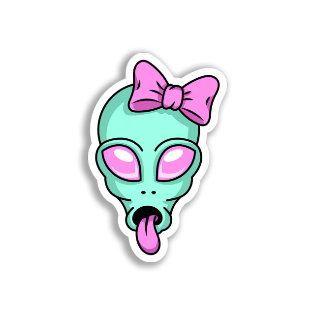 Cute Alien Girl Head Sticker