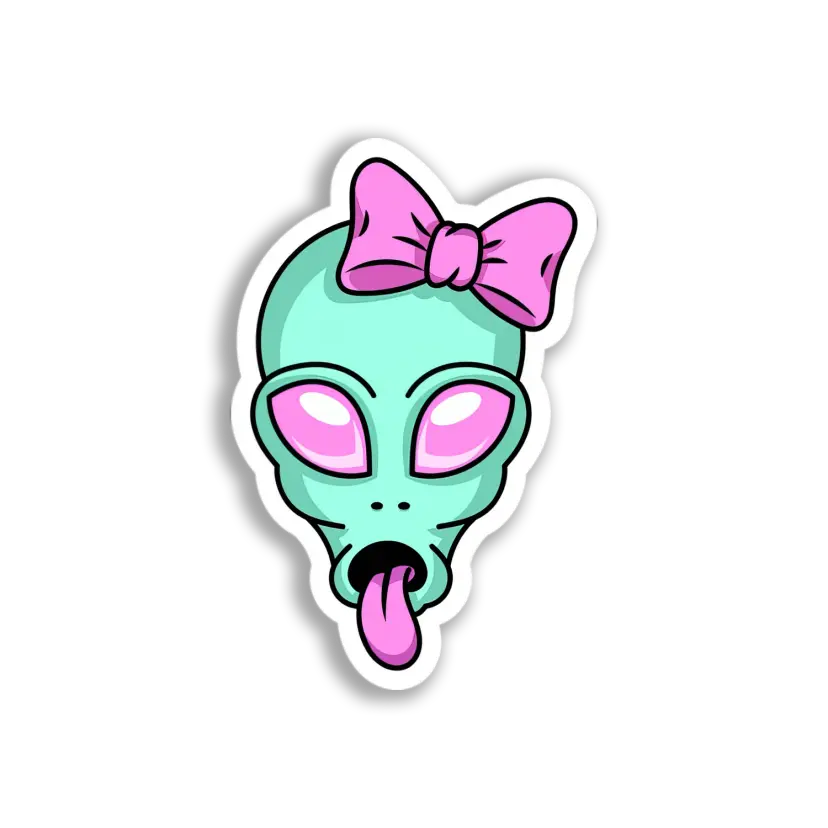 Cute Alien Girl Head Sticker