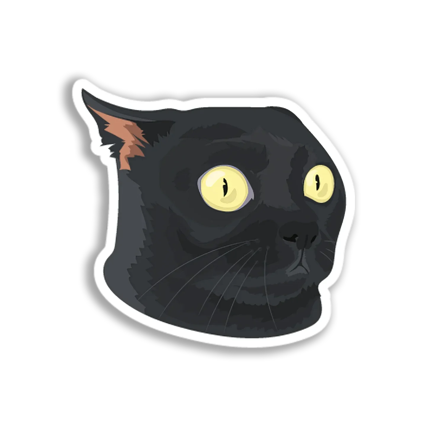 Surprised Black Cat Head Sticker