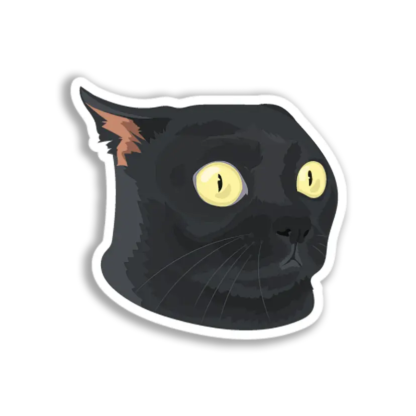 Surprised Black Cat Head Sticker