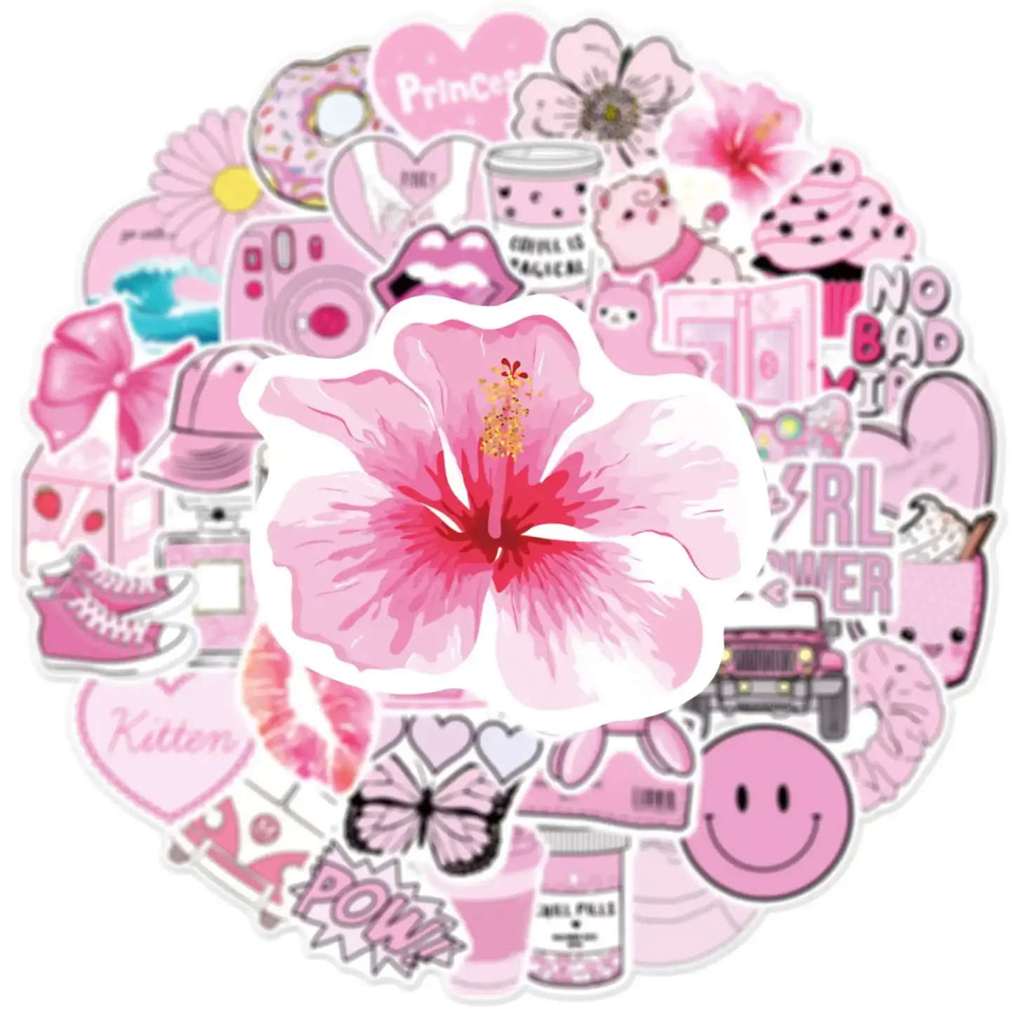 Pink VSCO Cute Girl Stickers Pack of 50