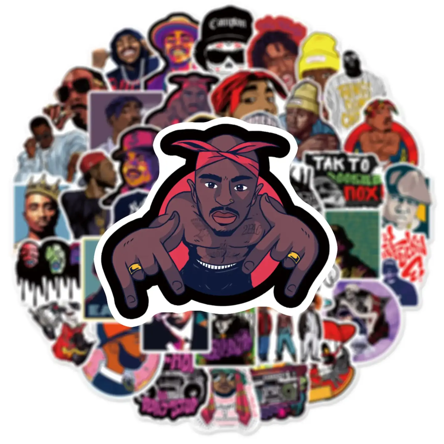 East West Coast Rap Graffiti Stickers Pack of 50