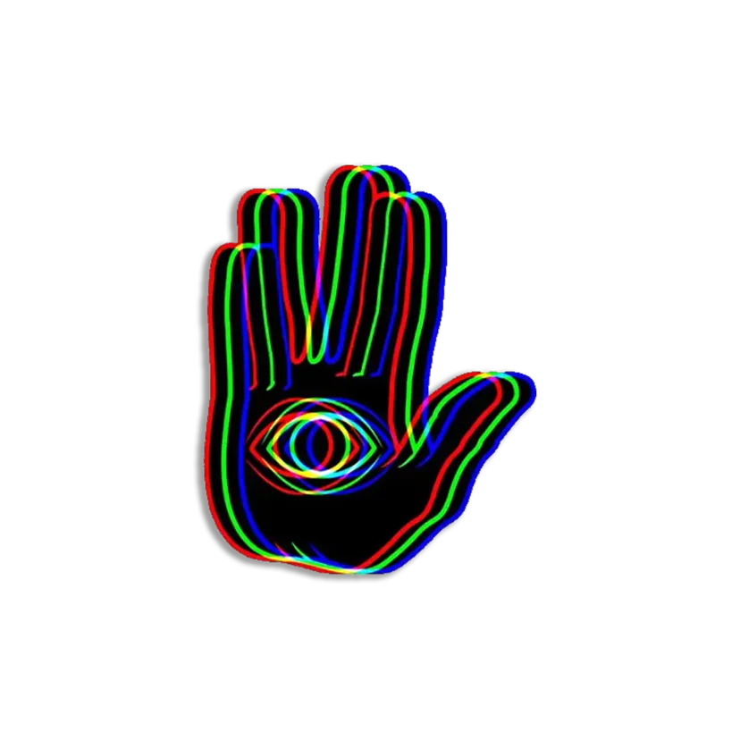 Black Trippy Hand Sticker