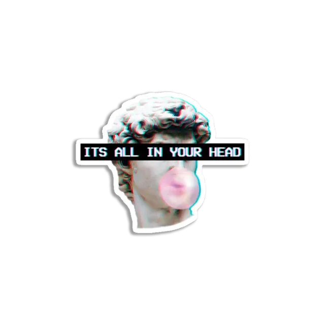 Vaporwave Aesthetic Art Glitch 90s Its All In Your Head Sticker