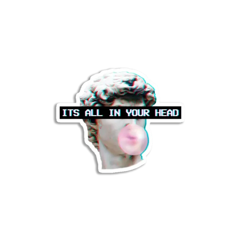 Vaporwave Aesthetic Art Glitch 90s Its All In Your Head Sticker