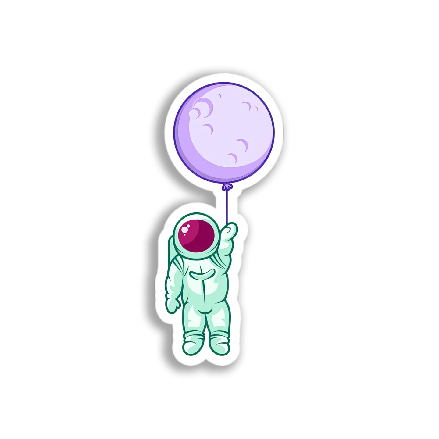 Astronaut and Moon Balloon Sticker