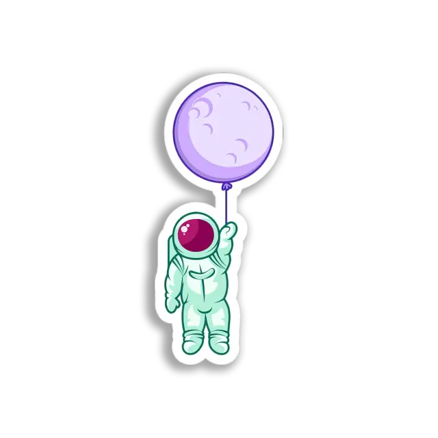Astronaut and Moon Balloon Sticker